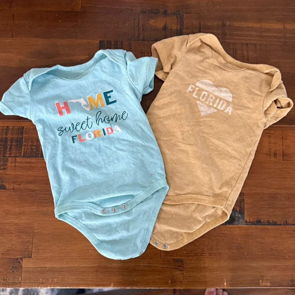 Blue and Tan Florida Baby Onesies